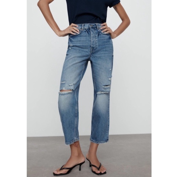 Zara signature ripped The bliss straight jeans NWT - Picture 3 of 10